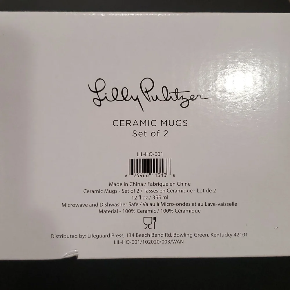 New in Box!  Lilly Pulitzer Ceramic Mugs - Set of 2 - Picture 9 of 9